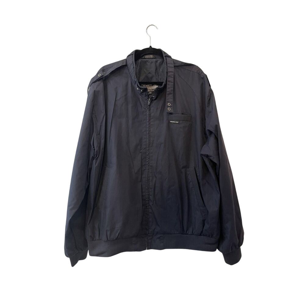 Members Only Jacket Mens Bomber Navy Blue Cafe Racer Full Zip Size XLT Vintage